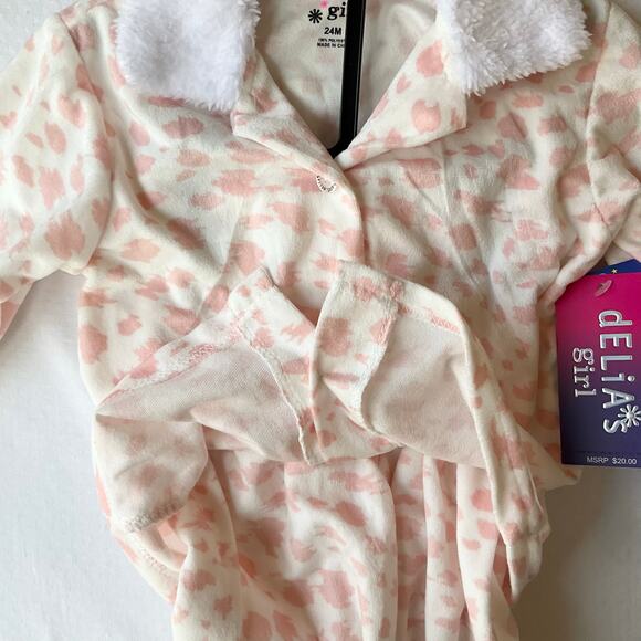 Delias Girl Toddler Girl’s So Soft Long Sleeve Pijama Set size 24M, Leopard Pink - Picture 8 of 9